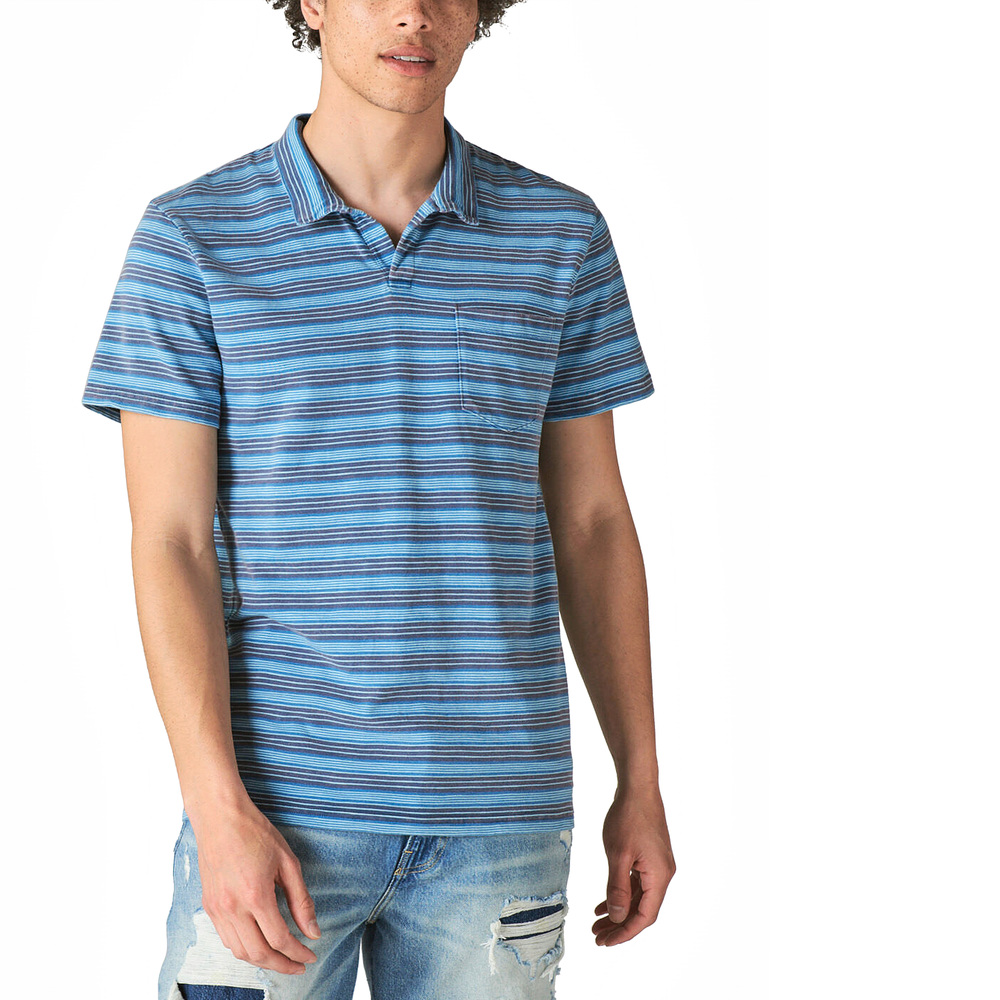 Lucky Brand Weekend Slub Stripe Johnny Collar Polo - Multi